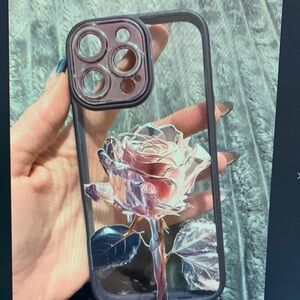 Apple Floral Rose Phone Case - Black and Pink